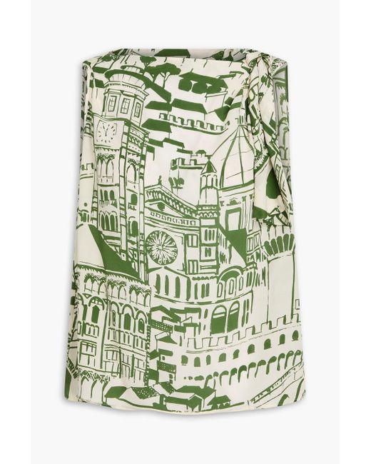 Weekend by Maxmara Green Basilio Printed Silk-crepe Top