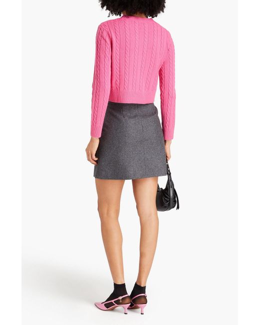 Claudie Pierlot Gray Embellished Wool-blend Felt Mini Skirt