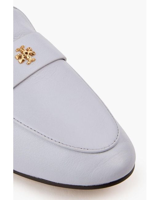 Tory Burch White Embellished Glossed-leather Loafers