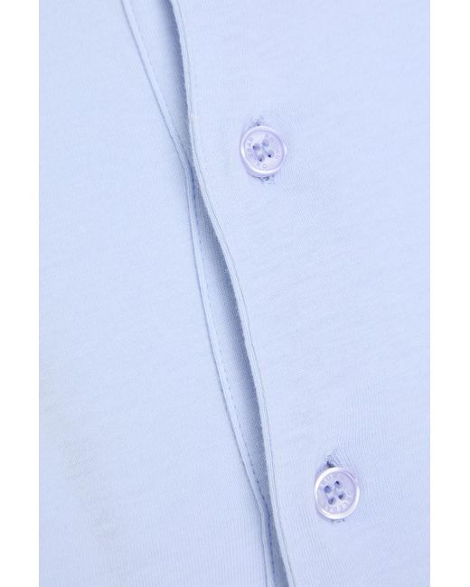 Orlebar Brown Blue Sebastian Cotton And Silk-Blend Jersey Polo Shirt for men