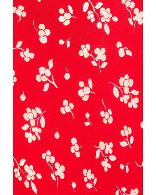 Rixo Red Midirock aus crêpe de chine aus seide mit floralem print