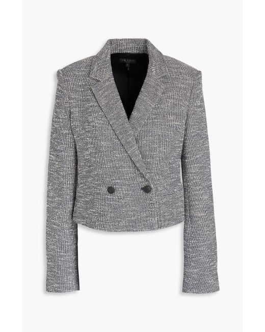 Rag & Bone Gray Josie Cropped Double-breasted Cotton-blend Bouclé-tweed Blazer