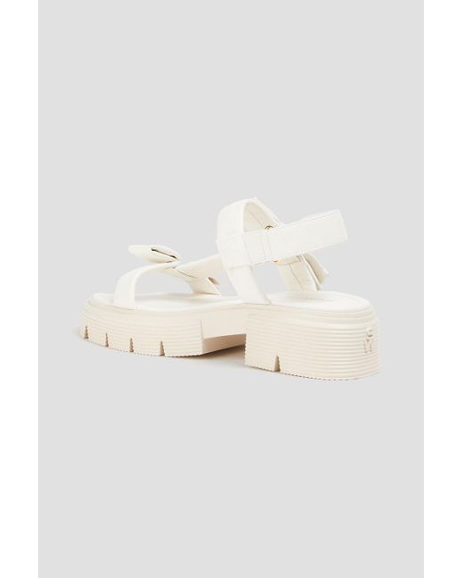 Stuart Weitzman White Sofia Nolita Bow-Detailed Leather Slingback Sandals