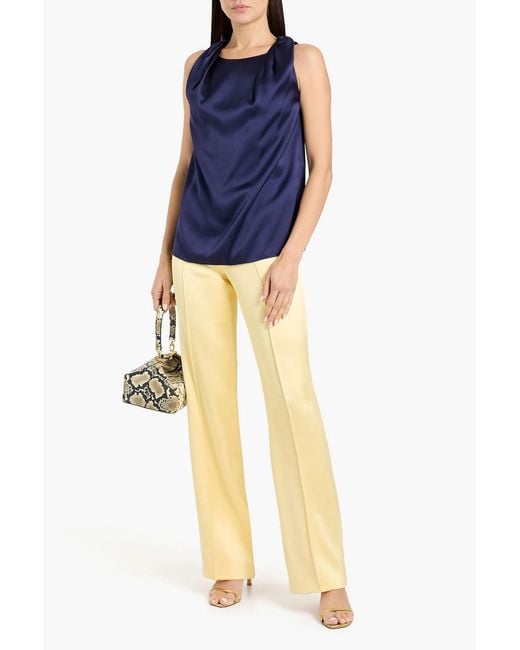 Another Tomorrow Blue Twisted Satin Top