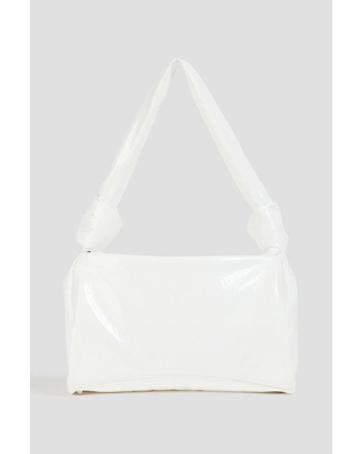 Staud White Lisbett Patent-Leather Shoulder Bag