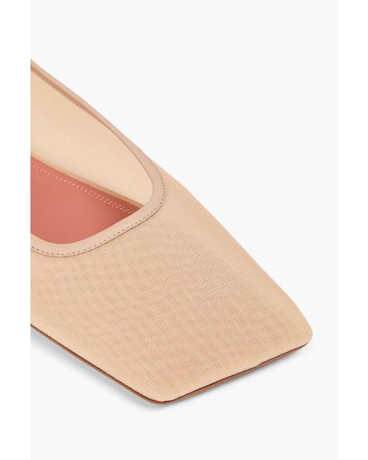 AMINA MUADDI White Ane ballerinas aus leder und mesh mit kristallverzierung