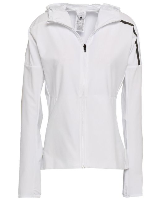 Adidas White Tech-jersey Hooded Track Jacket