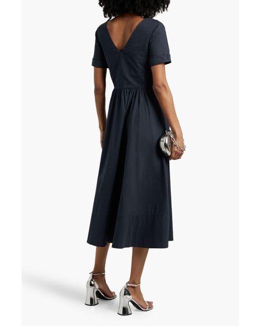 Saloni Blue Luella Cotton-Blend Poplin Midi Dress