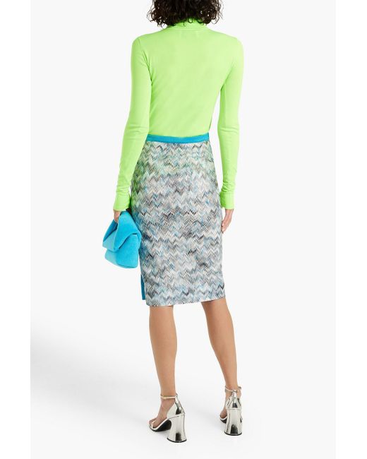 Missoni Blue Crochet-knit Pencil Skirt