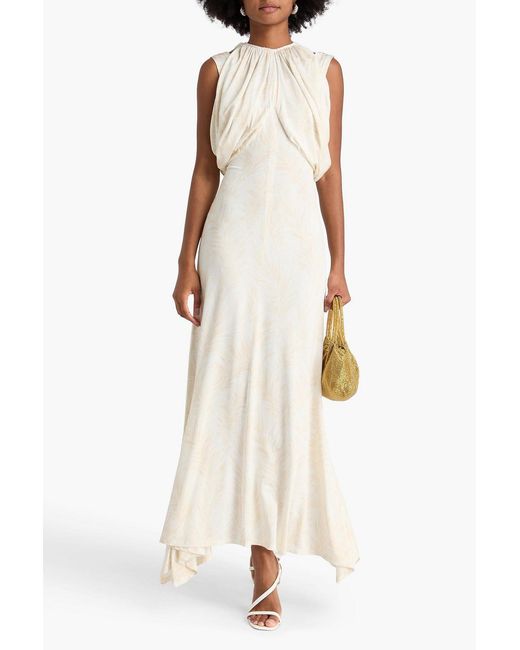 Rabanne White Printed Jersey Maxi Dress
