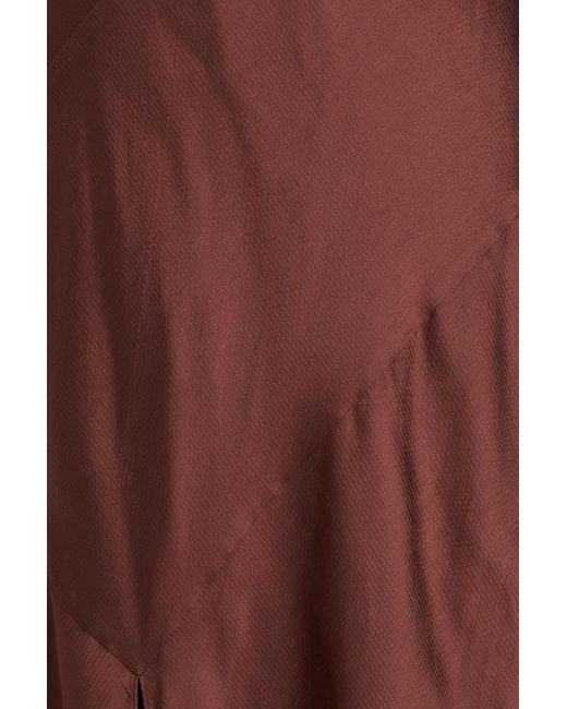 Nicholas Red Asymmetric Draped Silk-blend Satin Maxi Dress