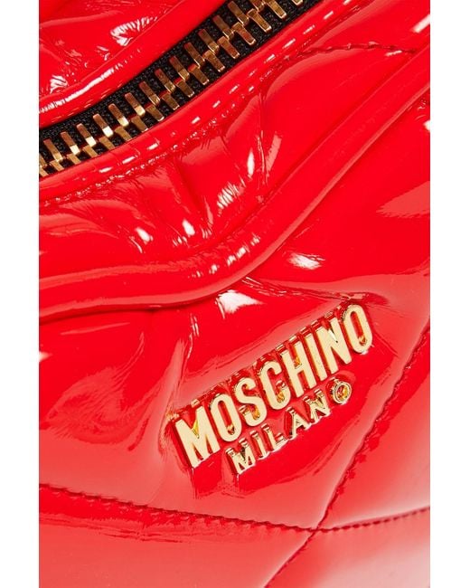 Moschino Red Quilted Faux Patent-leather Tote