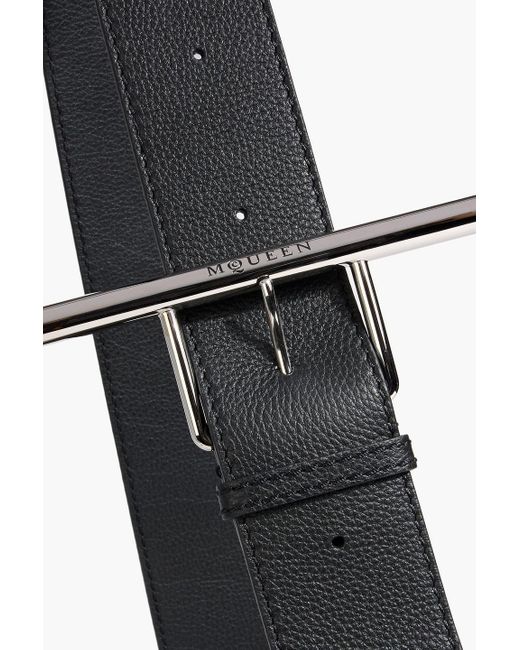 Alexander McQueen Black T-Bar Sling Pebbled-Leather Shoulder Bag