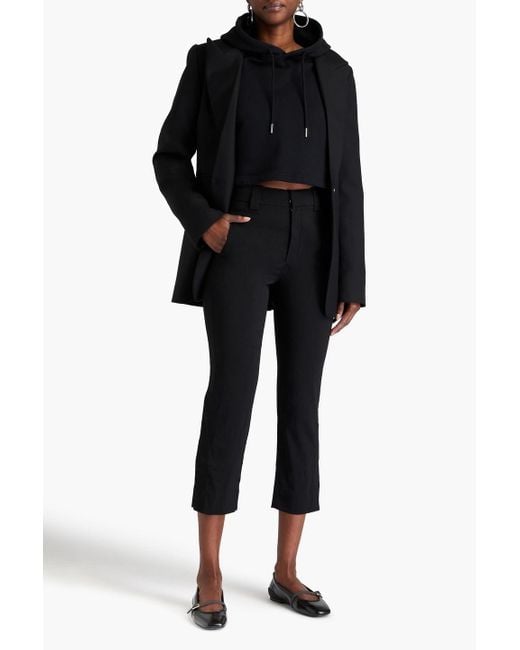 Ganni Black Cropped hose mit schmalem bein aus crêpe