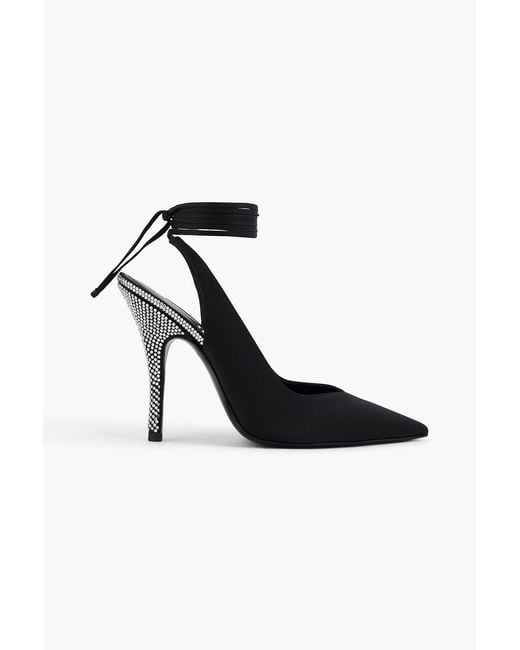 The Attico Black Venus 105 Crystal-Embellished Satin Pumps