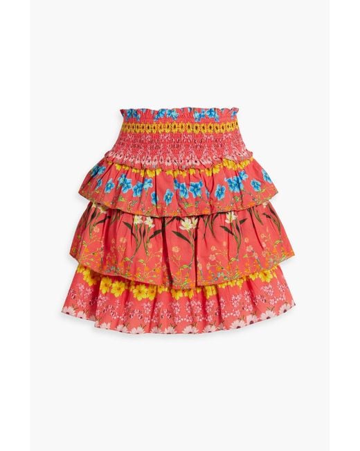 Cara Cara Lindsey Tiered Floral-print Cotton-voile Mini Skirt