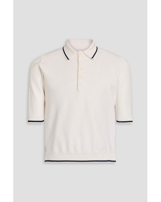 Thom Browne Natural Silk And Cotton-blend Piqué Polo Shirt for men