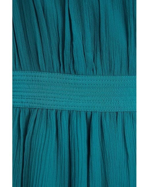 Ulla Johnson Blue Sarai Gathered Silk-crepon Maxi Dress