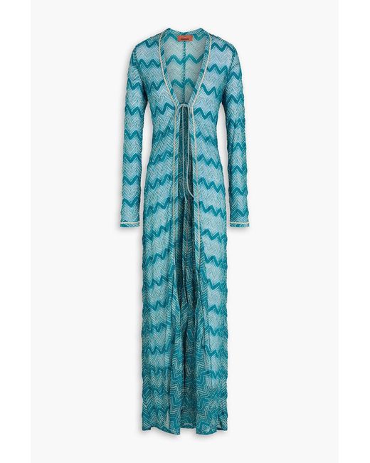 Missoni Blue Metallic Crochet-Knit Coverup