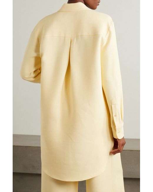Brandon Maxwell Yellow The Phillippa Wool And Silk-blend Crepe Mini Shirt Dress