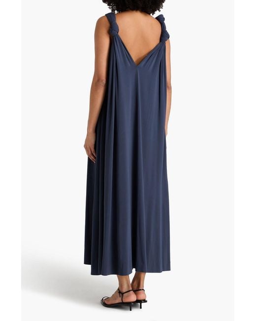 Jil Sander Blue Knotted Jersey Maxi Dress