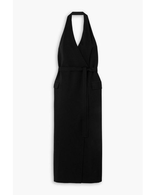 Esse Studios Oude Vest Belted Crepe Halterneck Maxi Dress in Black | Lyst