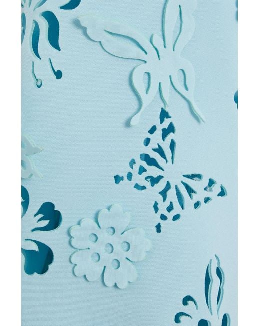 white christmas dresses Badgley Mischka Laser Cut Flower Trapeze Gown main image 1