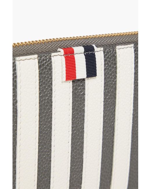 Thom Browne Gray Striped Pebbled-leather Wallet