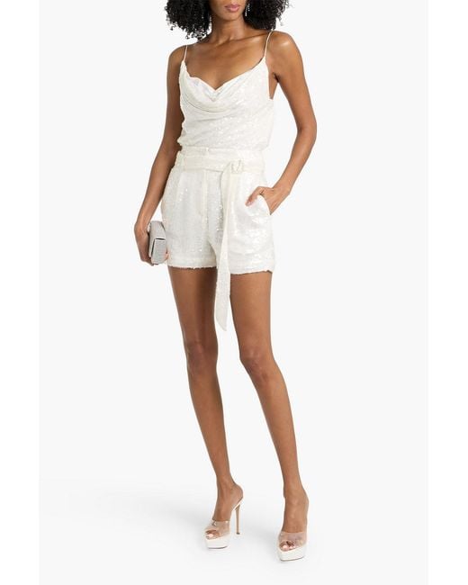 LAPOINTE White Draped Sequined Chiffon Top
