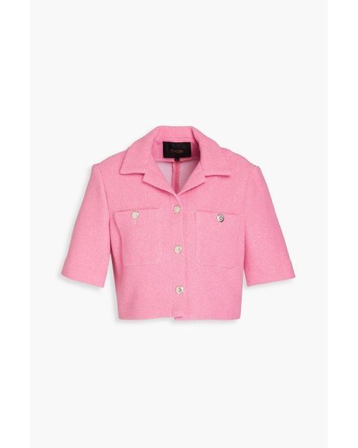 Maje Pink Cropped blazer aus tweed