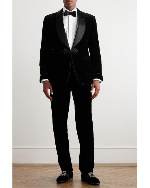 Ralph Lauren Black Silk-trimmed Cotton-velvet Tuxedo Jacket for men