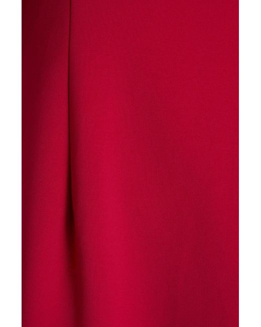 THEIA Red Cape-effect Embellished Crepe Gown