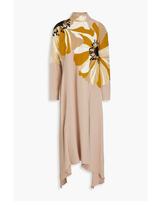 Valentino Garavani Natural Floral-print Silk-crepe Maxi Dress
