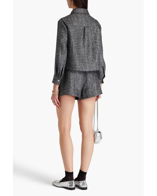 Maje Gray Sequin-Embellished Metallic Tweed Jacket