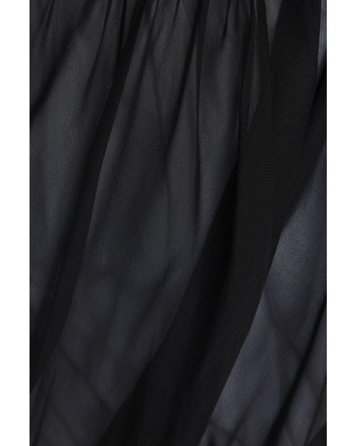 Helmut Lang Black Draped Silk-Chiffon Mini Skirt