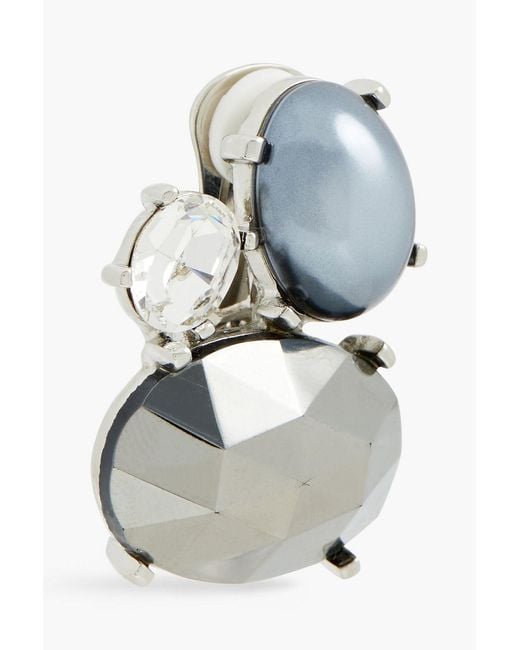 Kenneth Jay Lane Metallic Tone, Faux Pearl And Crystal Clip Earrings