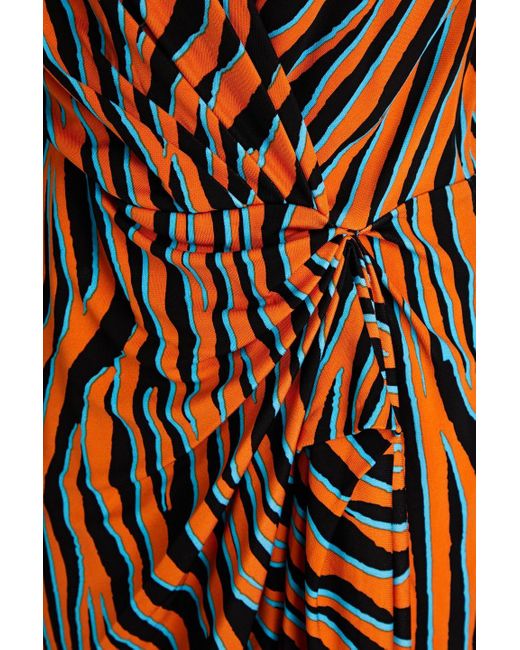 Diane von Furstenberg Orange Toronto Wrap-effect Zebra-print Jersey Mini Dress
