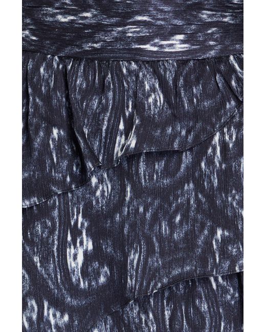 IRO Blue Zully Crinkled Silk Crepe De Chine Mini Skirt