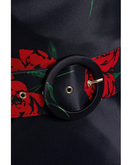Nicholas Blue Valentine drapiertes maxikleid aus satin mit floralem print und gürtel