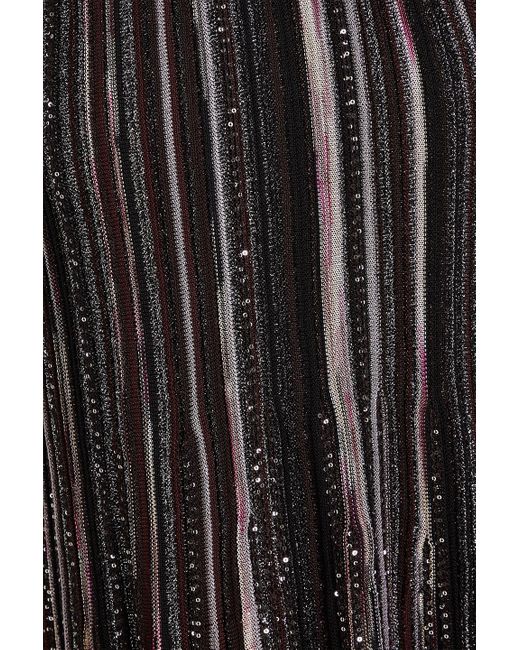 Missoni Black Minikleid aus häkelstrick mit stehkragen und metallic-effekt