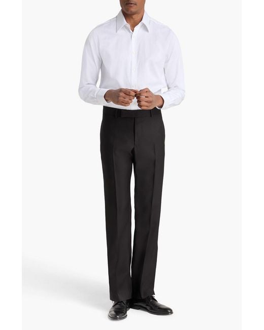 Dunhill Black Wool And Silk-Blend Pants for men