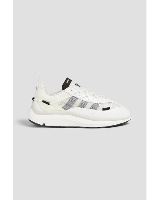 Y-3 White Shiku Run Core Mesh And Leather Sneakers for men
