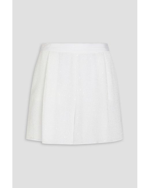 Emporio Armani White Sequin-embellished Cotton-blend Shorts