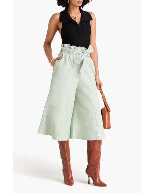 Zimmermann Blue Ruffled Leather Culottes
