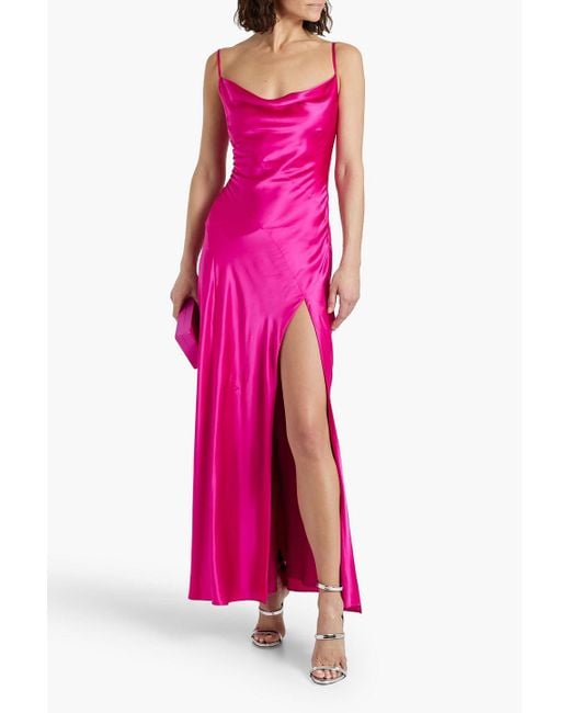Nicholas Pink Ariel Draped Silk-satin Gown
