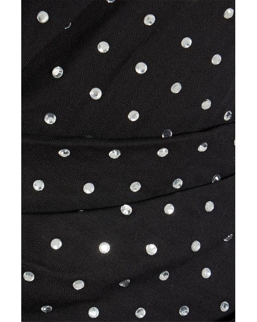 Ronny Kobo Black Brit verziertes minikleid aus webstoff mit asymmetrischer schulterpartie