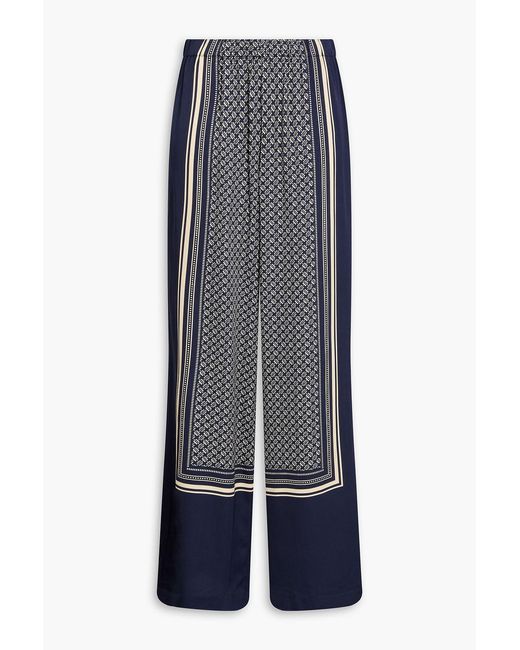 Rag & Bone Blue Printed Satin Wide-Leg Pants