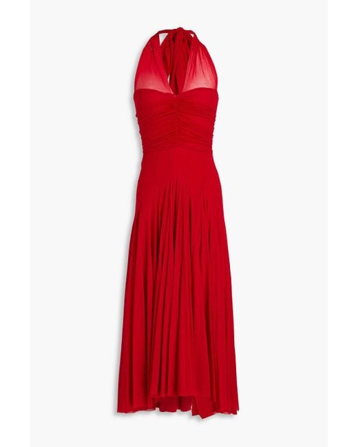Philosophy Di Lorenzo Serafini Red Ruched Tulle Halterneck Midi Dress