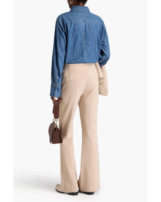 Veronica Beard Natural Azariah Crepe Flared Pants