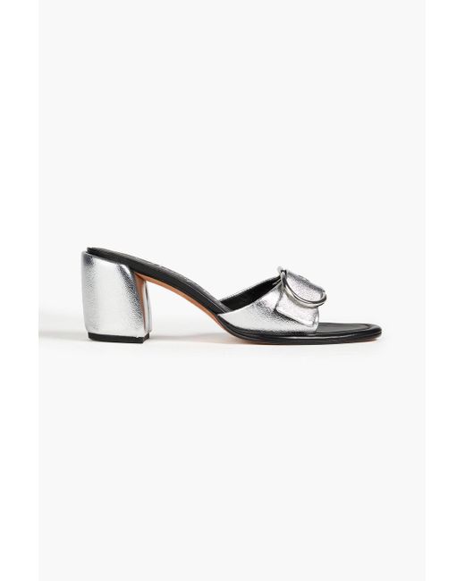 3.1 Phillip Lim White Naomi 70 Buckled Pebbled-leather Mules